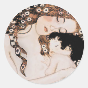 Mother and Child Gustav Klimt Classic Round Sticker