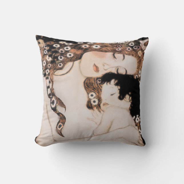 Mother and Child Gustave Klimt Cushion (Front)
