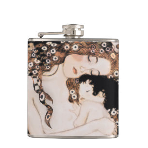 Mother and Child Gustave Klimt Hip Flask