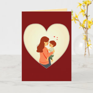 Mother and Child Love Illustration – Warm Family Card