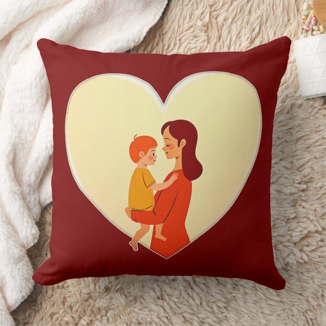 Mother and Child Love Illustration – Warm Family Cushion (Blanket)