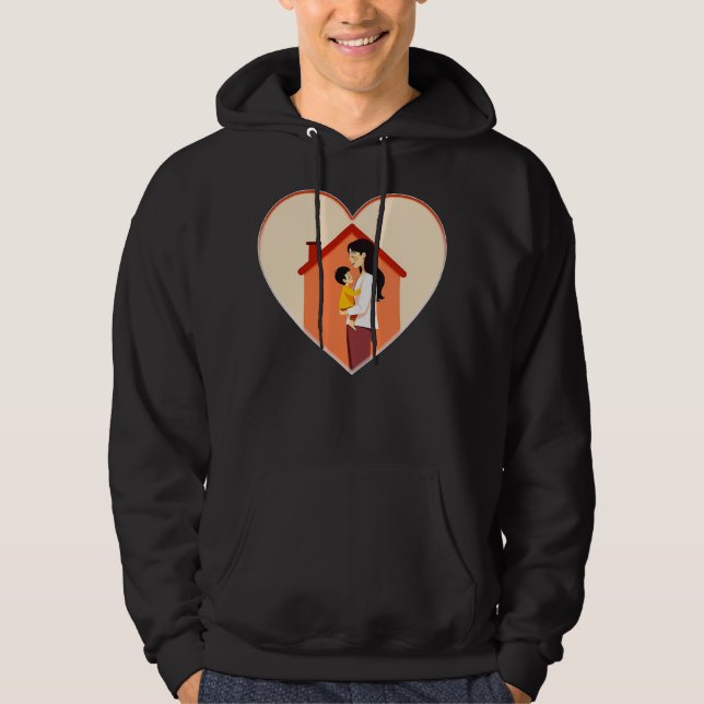 Mother and Child Love Illustration – Warm Family Hoodie (Front)