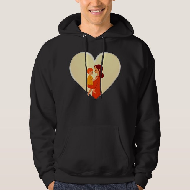 Mother and Child Love Illustration – Warm Family Hoodie (Front)