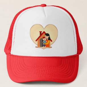 Mother and Child Love Illustration – Warm Family Trucker Hat