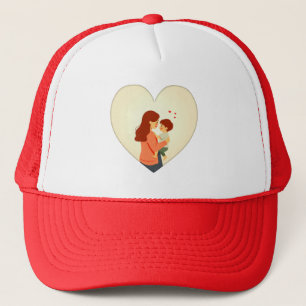 Mother and Child Love Illustration – Warm Family Trucker Hat
