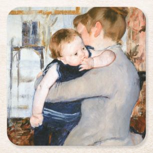 Mother and Child, Mary Cassatt Square Paper Coaster