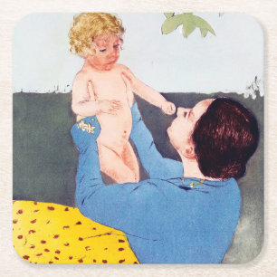 Mother and Child, Mary Cassatt Square Paper Coaster