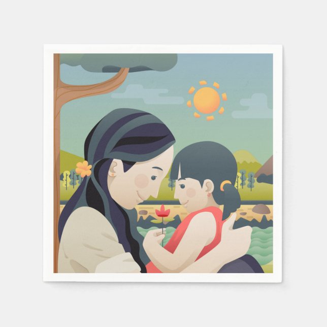 Mother and  Child Mother's Day | Napkin (Front)