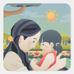 Mother and  Child Mother's Day   Sticker Seal