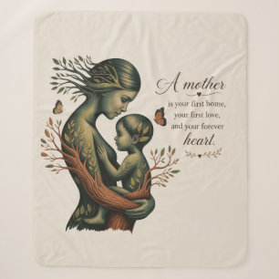 Mother and Child Nature Art Print, Sherpa Blanket