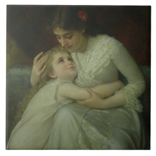 Mother and Child (oil on canvas) Ceramic Tile