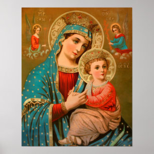Mother and Child Orthodox Icon Poster