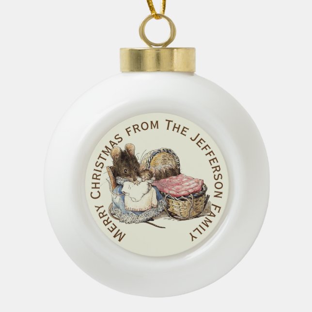 Mother and Child Personalised Holiday Ceramic Ball Christmas Ornament (Front)
