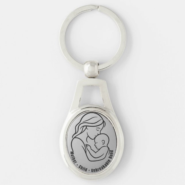 Mother and Child Unbreakable Bond | Oval Keychain (Front)
