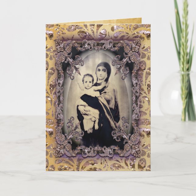 Mother and Child  Victorian Holiday Card (Front)