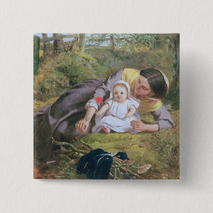 Mother and Child with a poppy 15 Cm Square Badge