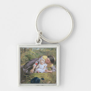 Mother and Child with a poppy Key Ring