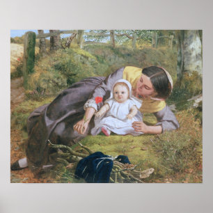 Mother and Child with a poppy Poster