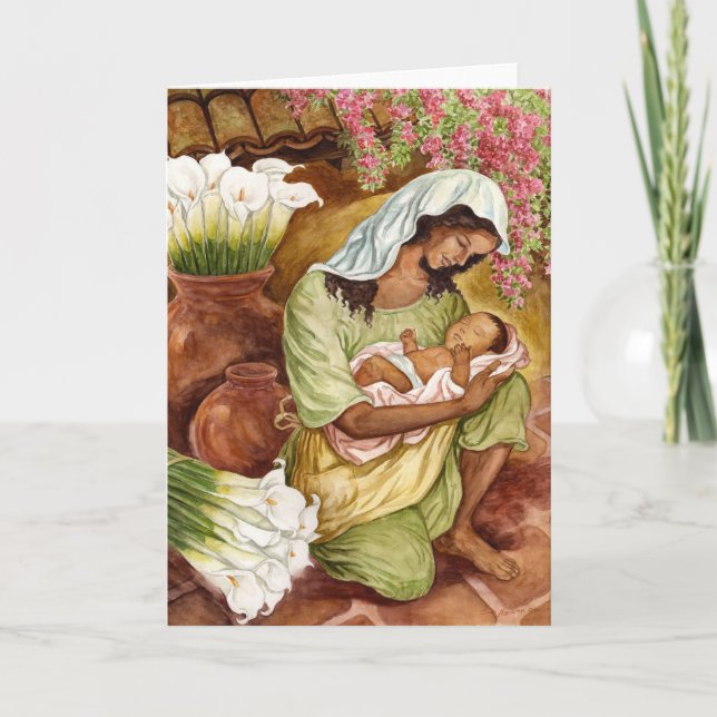 Mother And Child With Calla Lilies Card (Front)