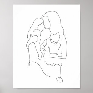 Mother and Children Art, Family Art Print, Mother  Poster