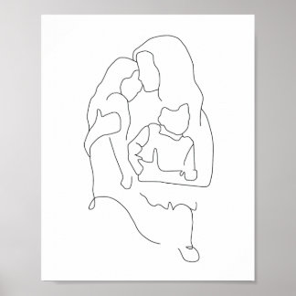 Mother and Children Art, Family Art Print, Mother  Poster