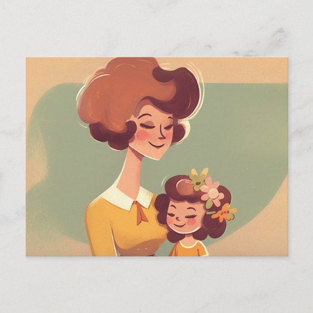 Mother and Daughter 70s Postcard (Front)