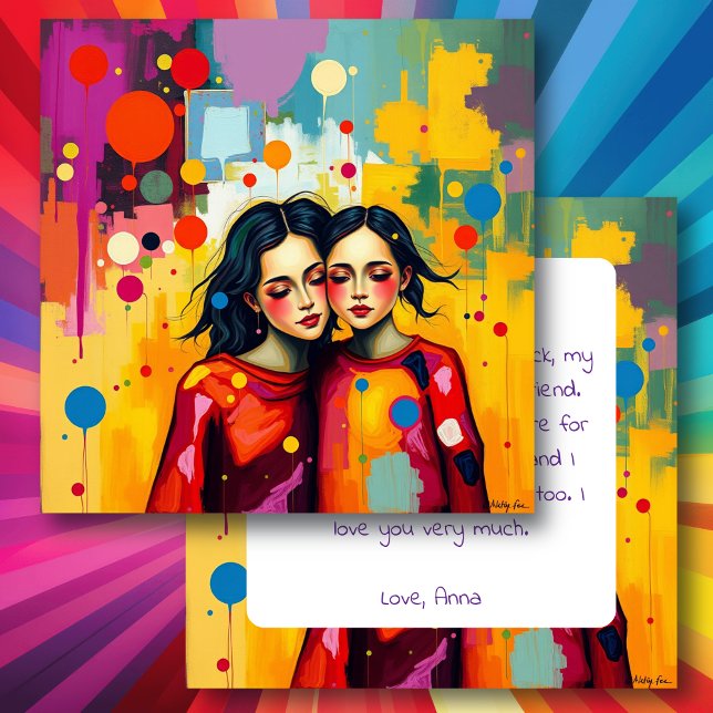 Mother and Daughter Abstract Art Mother's Day Card (Creator Uploaded)
