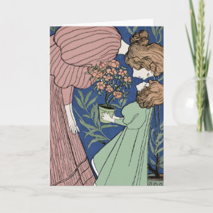 Mother and Daughter - Art Nouveau Holiday Card