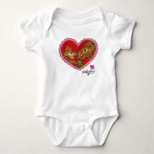 Mother and Daughter Baby Dinosaur Blue Bodysuit