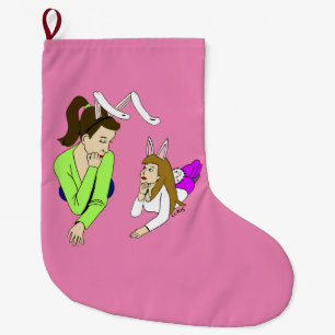 mother and daughter bunnygirls  large christmas stocking