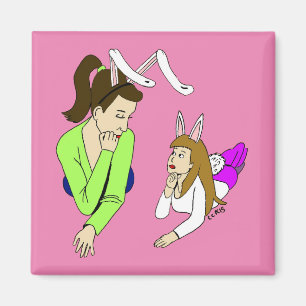 mother and daughter bunnygirls magnet