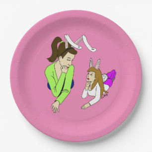 mother and daughter bunnygirls paper plate