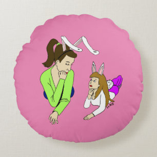 mother and daughter bunnygirls round cushion