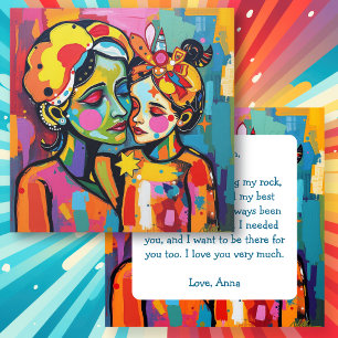 Mother and Daughter Colourful Art Mother's Day Card
