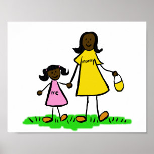 Mother and Daughter Custom Family Character Poster