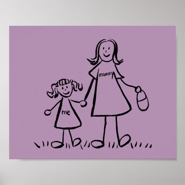 Mother and Daughter Custom Family Character Poster (Front)