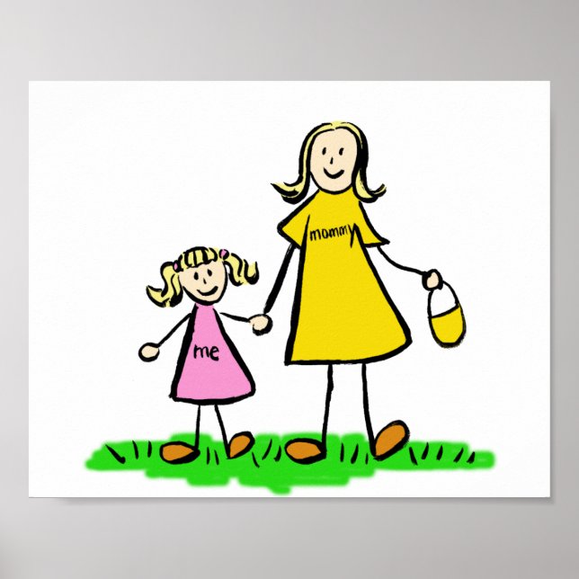 Mother and Daughter Custom Family Character Poster (Front)