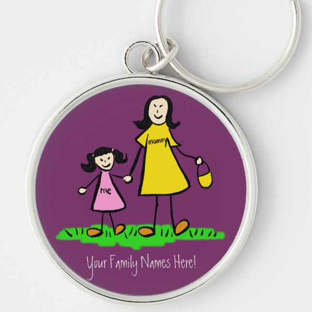 Mother and Daughter Custom Family Name Keychain (Front)