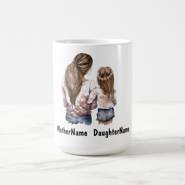 Mother and daughter custom name personalised aquar coffee mug (Center)