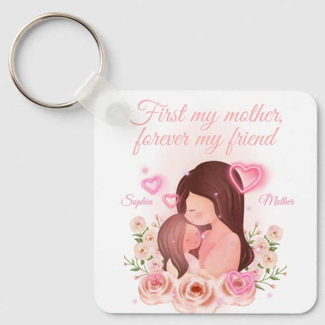 Mother and Daughter, Custom Names Key Ring (Front)