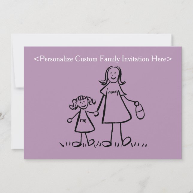 Mother and Daughter Family Art Custom Invitations (Front)