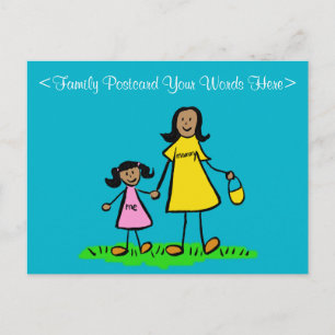 Mother and Daughter Family Customised Art Postcard