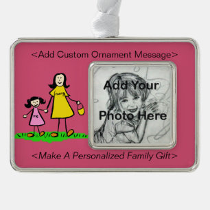 Mother and Daughter Family Cute Custom Ornament