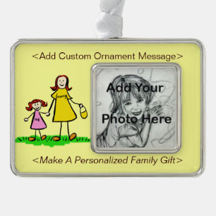 Mother and Daughter Family Cute Custom Ornament