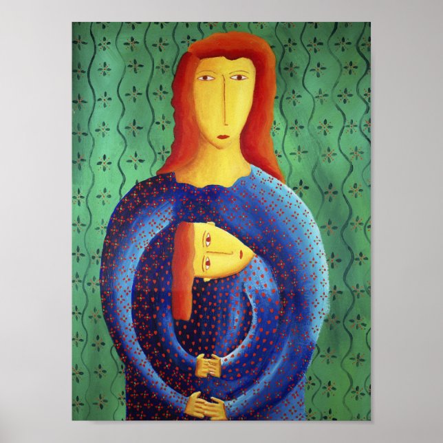 Mother And Daughter Modern Painting Art Print (Front)