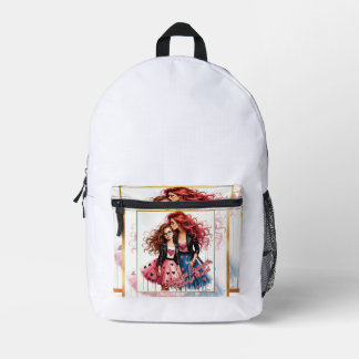 Mother and Daughter Printed Backpack