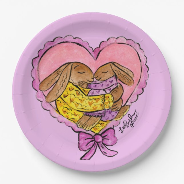 Mother and Daughter Rabbit Party Plates Babyshower (Front)