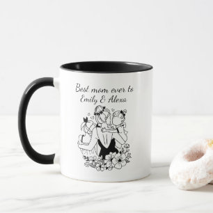 Mother And Daughters Line Art Mug