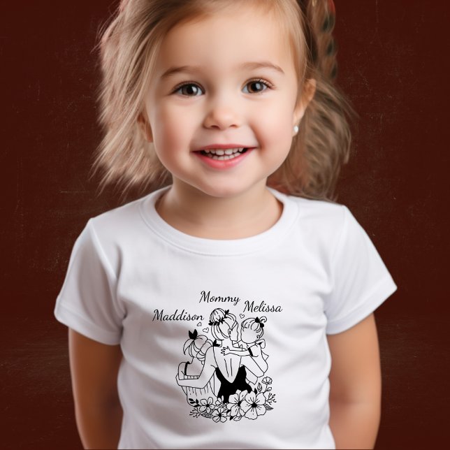 Mother And Daughters Line Art With Names Toddler T-Shirt (Creator Uploaded)