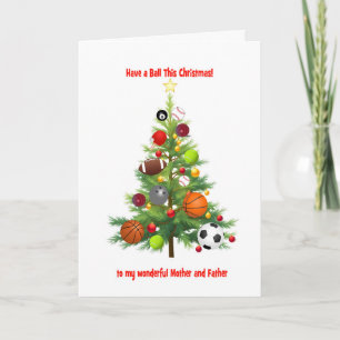 Mother and Father Christmas Tree With Balls Holiday Card
